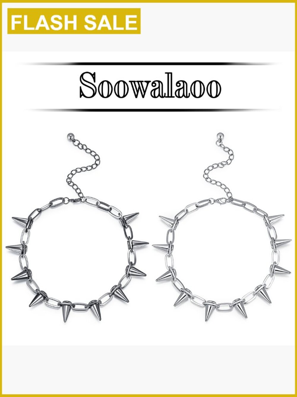 Spike Choker Necklace Punk Gothic Rivet Choker Chain Chokers for Women Men - Picture 7 of 7